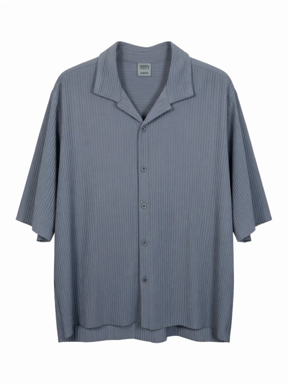 Maison Article Men's Button-Up Shirt XL Gray Short Sleeve Polyester Collared